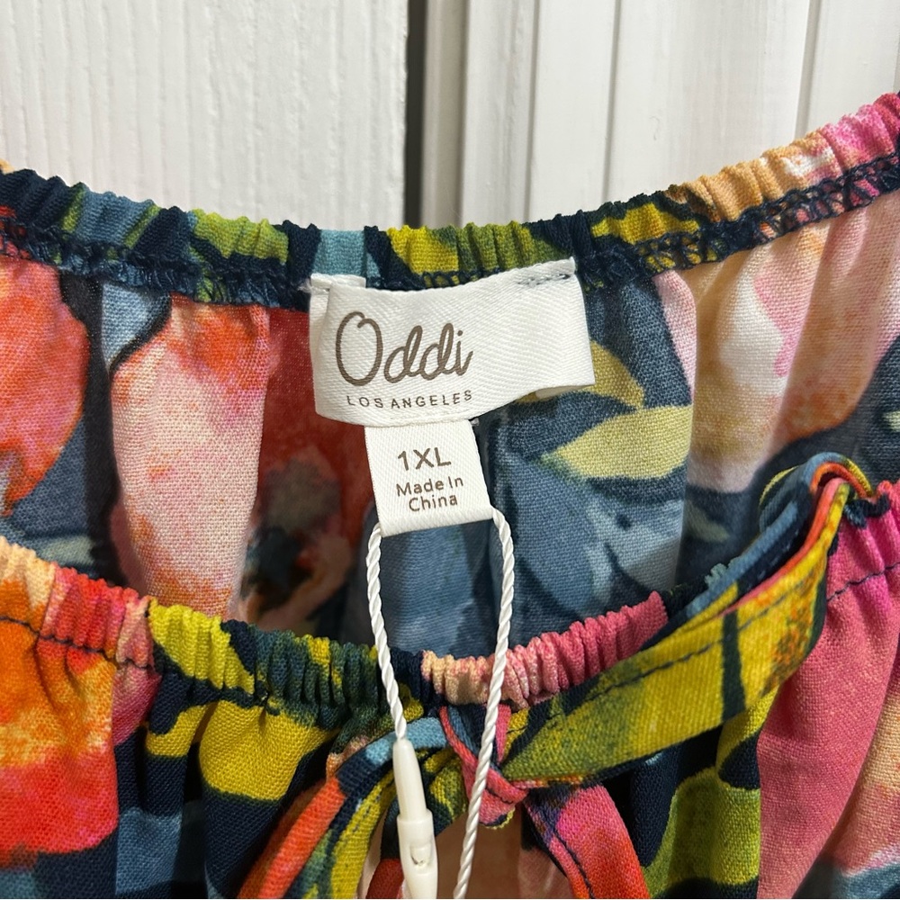 Oddi Los Angeles Just Peachy Multicolor Mini Dress On/Off Shoulder Size 1X NWT - Picture 7 of 9